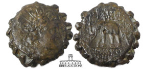 SELEUKID KINGS of SYRIA. Antiochos VI. 144-141 BC. Æ 22 Serrate. Antioch mint. Diademed and radiate head right / Elephant walking left; ΣTA and cornuc...