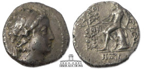 SELEUKID KINGS of SYRIA. Demetrios II. First Reign, 145-138 BC. AR Drachm. Antioch mint. Struck year 168 (145/5 BC). Diademed head right / Apollo seat...