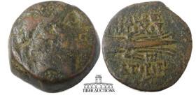  SELEUKID KINGS of SYRIA. Antiochos IX Eusebes Philopater (Kyzikenos). 114/3-95 BC. Æ 20. Antioch mint. Diademed head right / Vertical winged thunderb...