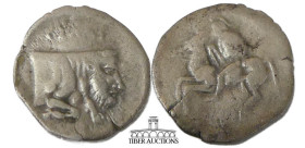 SICILY, Gela. Circa 430-425 BC. AR Litra. Warrior on horseback left / Forepart of man-headed bull right. 13 mm, .46 g.