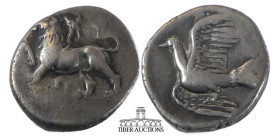 SIKYONIA, Sikyon. Circa 330/20-280 BC. AR Triobol/Hemidrachm. Chimera advancing left, raising forepaw; ΣI below / Dove flying left; three pellets abov...