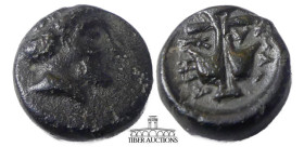 Thrace, Apollonia Pontika, mid 4th-3rd century BC. Æ 12. Laureate head of Apollo r. R/ Anchor upwards; A to l., crayfish to r. 12 mm, 2.07 g.