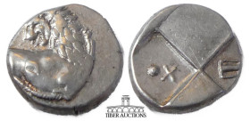 THRACE, Chersonesos. Circa 386-338 BC. AR Hemidrachm. Forepart of lion right, head reverted / Quadripartite incuse square with alternating raised and ...