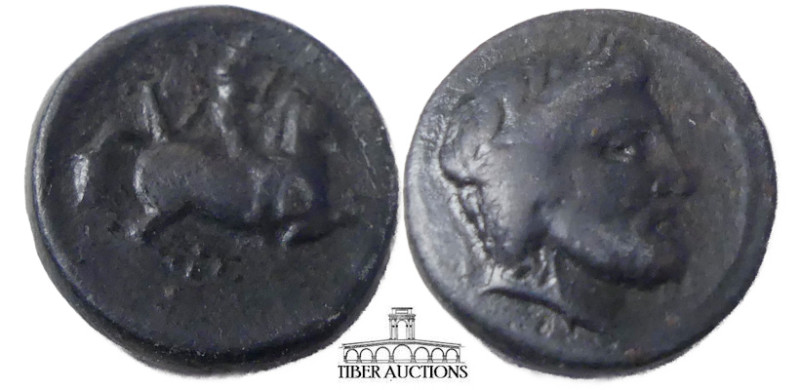 THESSALY, Krannon. Circa 350-300 BC. Æ Dichalkon. Laureate head of Poseidon (or ...