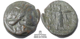 THESSALY, Thessalian League. Late 2nd-mid 1st centuries BC. Æ Trichalkon. Laureate head of Apollo right / Athena Itonia advancing right, holding shiel...