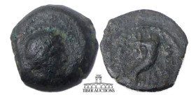 PTOLEMAIC KINGS of EGYPT. Ptolemy VIII Euergetes II (Physcon). 145-116 BC. Æ Chalkous. Paphos mint. Diademed bust of Arsinoe III(?) right / Double cor...