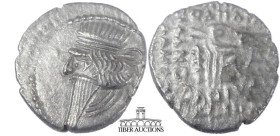 KINGS of PARTHIA, Vologases III. 105-147 AD. AR Drachm. Ecbatana mint. Triple-diademed head left with long pointed beard, wearing necklace / Archer se...
