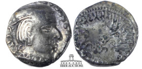 INDIA, Post Gupta. Western Satraps, AD 100-300. AR Drachm . Capped bust r. R/ Stylized hill. 14 mm, 2.01 g.
