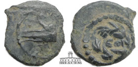 JUDAEA, Herodians. Herod II Archelaus. 4 BCE-6 CE. Æ Prutah. Jerusalem mint. Prow of galley left / EΘN within laurel wreath. 17 mm, 1.37 g.