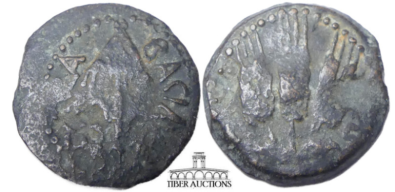 JUDAEA, Herodians. Agrippa I. 37-44 CE. Æ Prutah. Dated year 6 (41-42 AD). Royal...