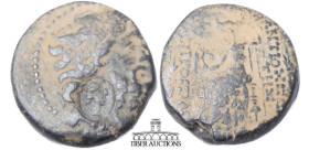 SYRIA, Seleucis and Pieria. Antioch. Pseudo-autonomous issue. Æ Tetrachalkon. Laureate head of Zeus right; c/m: Cleopatra bust, right within oval incu...