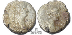 EGYPT, Alexandria. Nero. AD 54-68. BI Tetradrachm. Dated RY 12 (AD 65/66). Radiate bust right, wearing aegis / draped bust right of Alexandria, wearin...