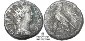 EGYPT, Alexandria. Nero. AD 54-68. BI Tetradrachm. Dated RY 11 (AD 64/65). Radiate head right, wearing aegis / Eagle standing left, with palm frond be...