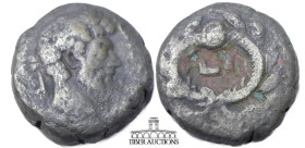 Marcus Aurelius BI Tetradrachm of Alexandria, Egypt. RY 12 = AD 169-170. [M AVP]HΛIOC ANTѠNINOC [CԐB], laureate head right / LI within wreath. 18 mm, ...