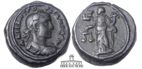 EGYPT, Alexandria. Gordian III. AD 238-244. Potin Tetradrachm. Dated RY 7 (AD 243/244). Laureate, draped, and cuirassed bust right / Dikaiosyne standi...