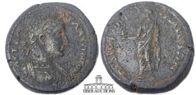 LYDIA, Sala. Elagabalus, 218-222. Æ Tetrassarion. Diophantes, archon. ΑΥΤ Κ Μ ΑΥΡ ΑΝΤΩΝЄΙΝΟϹ Laureate and cuirassed bust of Elagabalus right, wearing ...