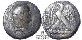 SELEUCIS and PIERIA, Antioch. Vespasian. AD 69-79. BI Tetradrachm. Laureate head right / Eagle standing left on club, with wings spread, holding wreat...