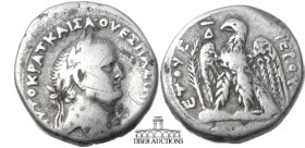 SELEUCIS and PIERIA, Antioch. Vespasian. AD 69-79. BI Tetradrachm. Dated "Holy Year" 4 (AD 71/2). Laureate head right / IEPOV ETOVΣ Δ, eagle standing ...