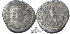 SELEUCIS and PIERIA, Antioch. Caracalla. AD 198-217. BI Tetradrachm. Struck AD 215-217. Laureate head right / Eagle standing facing, head right, on sm...