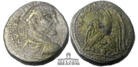 SELEUCIS and PIERIA, Gabala. Macrinus. AD 217-218. BI Tetradrachm. Laureate, draped, and cuirassed bust right, seen from behind / Eagles standing faci...