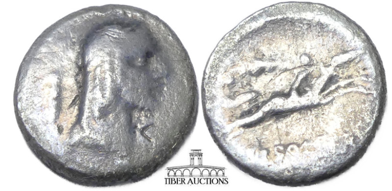 L. Calpurnius Piso Frugi. 90 BC. AR Denarius. Rome mint. Laureate head of Apollo...