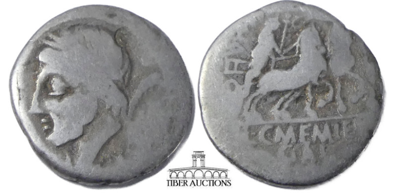 L. and C. Memmius L.f. Galeria. 87 BC. AR Denarius. Rome mint. Laureate head of ...