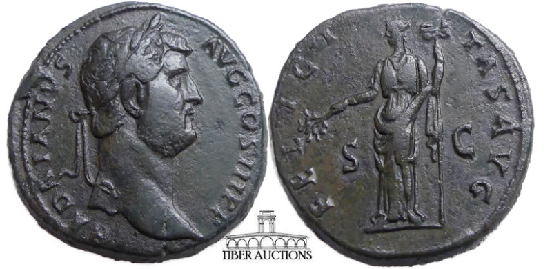 Hadrian. AD 117-138. Æ Sestertius. Rome mint. Struck AD 136. Laureate bust right...