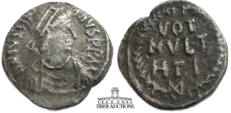 Justinian I. 527-565. AR Half Siliqua. Carthage mint. Struck 533/4-537. Diademed...