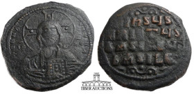 Class A2 Anonymous Æ Follis attributed to Basil II & Constantine VIII. 976-1025. Follis. Constantinople.+ ЄMMANOVHΛ / IC - XC. Facing bust of Christ P...