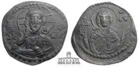 Class G Anonymous Æ Follis attributed to Romanus IV. 1068-1071. IC XC to left and right of bust of Christ, nimbate, facing, right hand raised, scroll ...