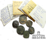 6 assorted attributed Greek bronze coins. 44 g.