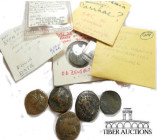 6 assorted attributed Greek bronze coins. 46 g.