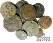 10 assorted ancient bronze coins. 55 g.