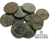 10 mostly late Roman bronze coins. 23 g.