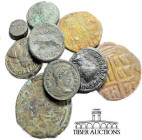 9 assorted ancient bronze coins. 54 g.