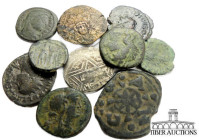 10 assorted ancient bronze coins. 44 g.