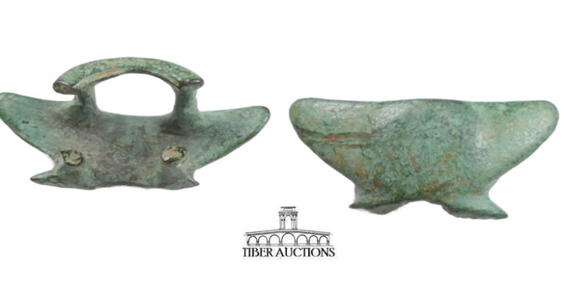 Roman. Bronze winged disc guide. AD 100-400. Possibly for reins. 40 mm x 18 mm, ...