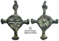 Byzantine. Bronze cross. 7th -11th century AD. With intact loop. 25 mm x 20 mm, 1.24 g.