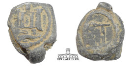 Byzantine. Lead seal. Gate or temple. 6th Century-11th Century CE. 11 mm x 10 mm. 7.31 g.