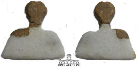 Bactria-Maghiana. Glazed quartzite with head and 2 carved eyes. Mid to late 1st Millennium BCE. Repaired. 25 mm x 25 mm. 6.59 g.