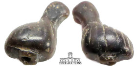 Phoenicia. Bird Amulet. 6th - 4th century BC. Carved black steatite bird with piercing for mounting. 17 mm x 12 mm, 1.28 g.