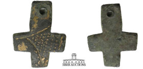 Byzantine. Bronze Cross. 6th - 10th Century AD. Small cut cross with geometric design. Found in East Anglia. 23 mm x 17 mm, 1.19 g.