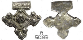 Byzantine. Silver Filagree Cross. 6th - 9th Century AD. Superbly executed plate and filagree cross studded with silver pellets. Slot for use as a pend...