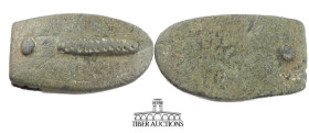 Medieval, England. Bronze strap end. 10th Century-12th Century AD. 36 mm x 15 mm. 7.80 g.