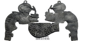 Medieval, England. Lead Pilgram's Badge, fragment. 13th -15th Century AD. Saints of Advent, probably St. John. 60 mm x 38 mm, 7.45 g.