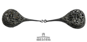 England. Bronze pendant. Circa 15th - 17th Century AD.Very well exicuted filagree pendent, intact. 40 mm x 18 mm, 3.18 g.