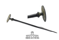 Scythian. Bronze flat headed hair pin. Circa 7th -4th century BC. 100 mm x 15 mm, 7.12 g.