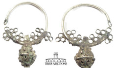 Islamic. Ornate silver earring. 11th-15th Century AD. 58 mm x 42 mm. 10.51 g.
