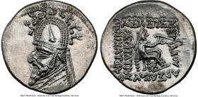 PARTHIAN KINGDOM. Sinatruces (ca. 93-69 BC). AR drachm (20mm, 4.20 gm, 1h). NGC MS 5/5 - 3/5, brushed. Rhagae. Diademed bust of Sinatruces left, weari...
