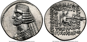 PARTHIAN KINGDOM. Mithradates IV (58/7-55 BC). AR drachm (19mm, 3.83 gm, 11h). NGC Choice AU 5/5 - 3/5, brushed. Mithradatkart. Draped bust of Mithrad...